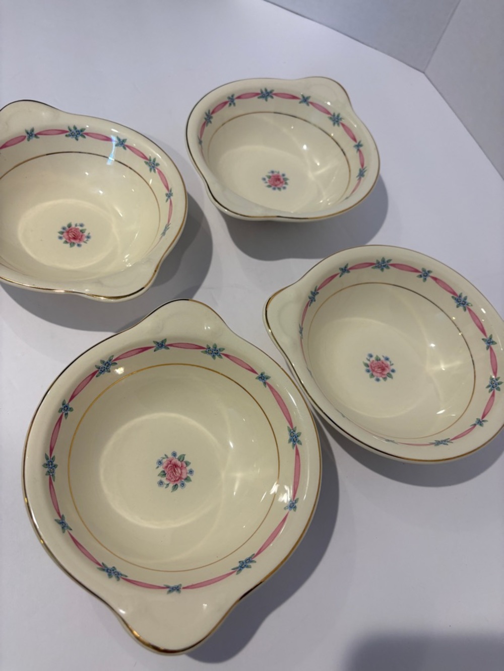 Taylor smith Taylor Cream and Pink Floral Porcelain Serving Bowls - Set of 4